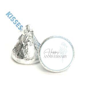 Happy Anniversary Kisses Candy Stickers | 100pcs Waterproof Glossy Vinyl | Party